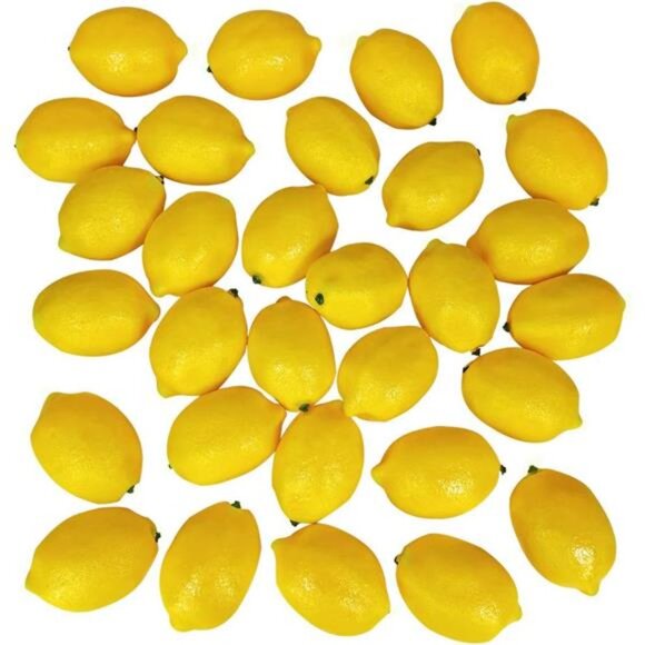 30 Pack Faux Yellow Lemons Artificial Fruits Fake Lemons Lifelike Simulation - Picture 1 of 6